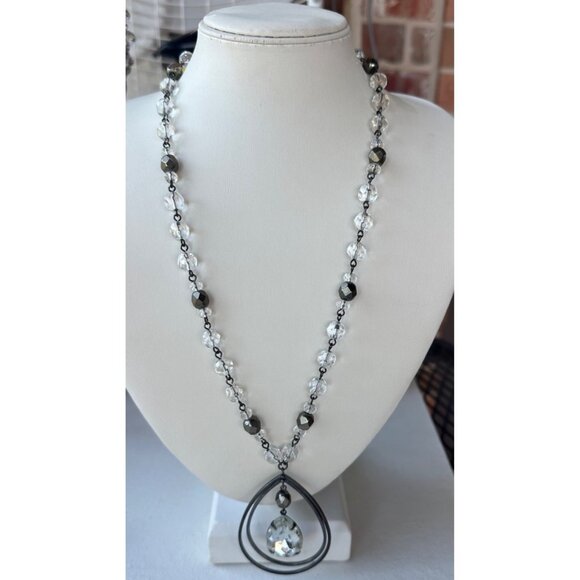 Unbranded Beaded Fashion Jewelry Necklace Black w/Silver Tone & Clear - Picture 1 of 6